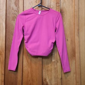 Lululemon Athletica Long Sleeve Ruched Athletic Gym Workout Top Size 4 Hot Pink